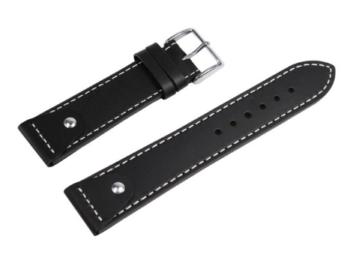 Calfskin Smooth Leather Watch Strap Black 22 mm