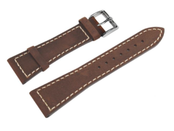Vintage Look Calfskin Watch Strap Brown 24 mm