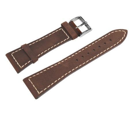 Vintage Look Calfskin Watch Strap Brown 24 mm