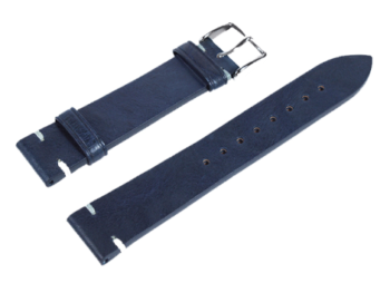 Fine Cowhide Leather Watch Strap Blue 20 mm
