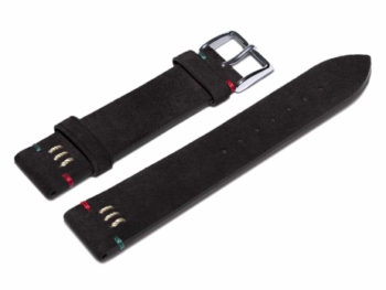Fine Nubuck Leather Watch Strap Black 20 mm