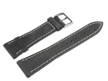Vintage Look Calfskin Watch Strap Grey 24 mm